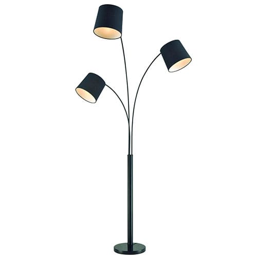 Lampadaire salon SAVIO noir en métal et tissu
