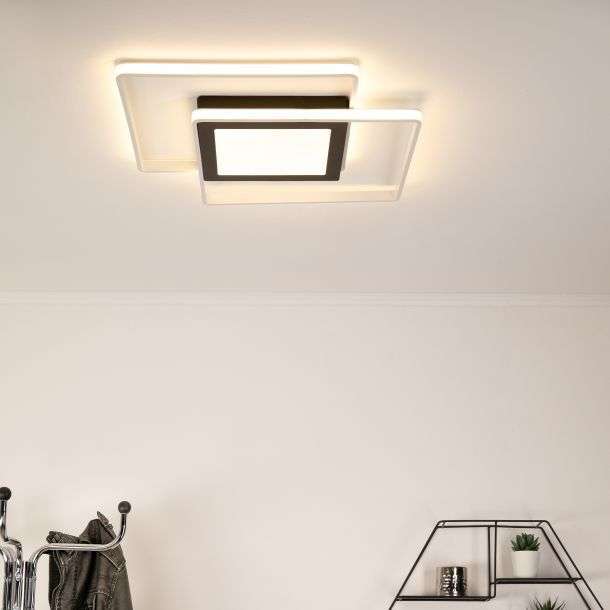 Plafonnier Keria Lines carré 40w (3000k) 44cm,noir/blanc