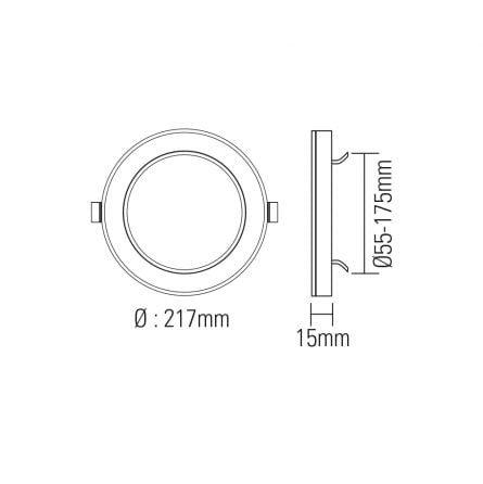 downlight plat rond novolight 18w cct 1350lm ø217mm,blanc