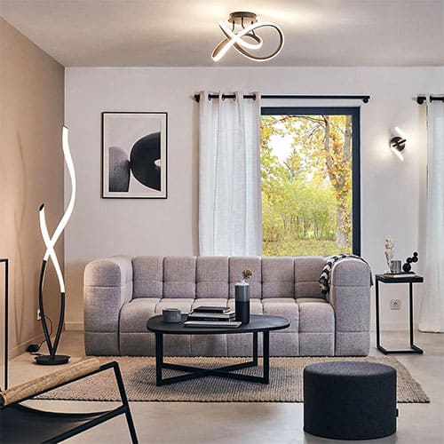 Applique murale design LED WONDERFUL en métal noir mat