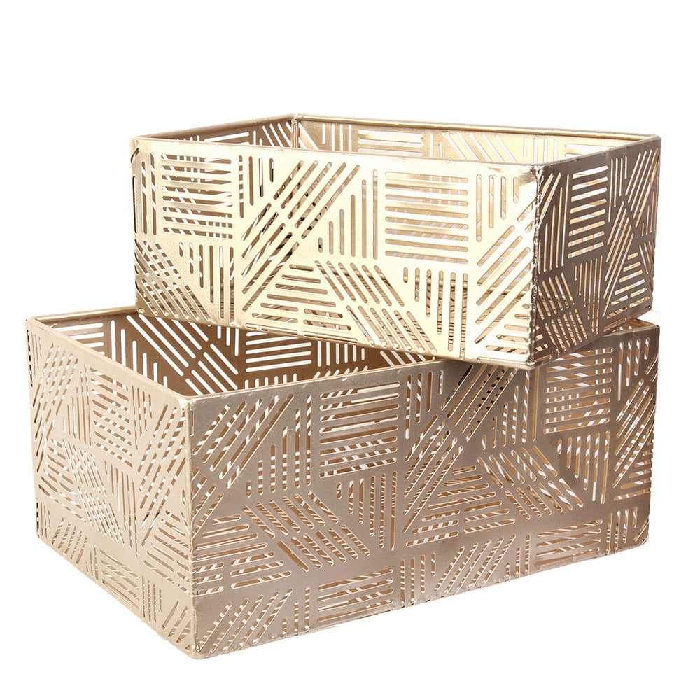 panier métal ajouré doré rayure x2 m6
