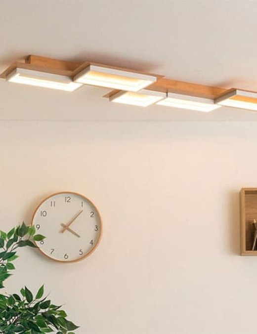 Plafonnier LED SQUARED en métal effet bois