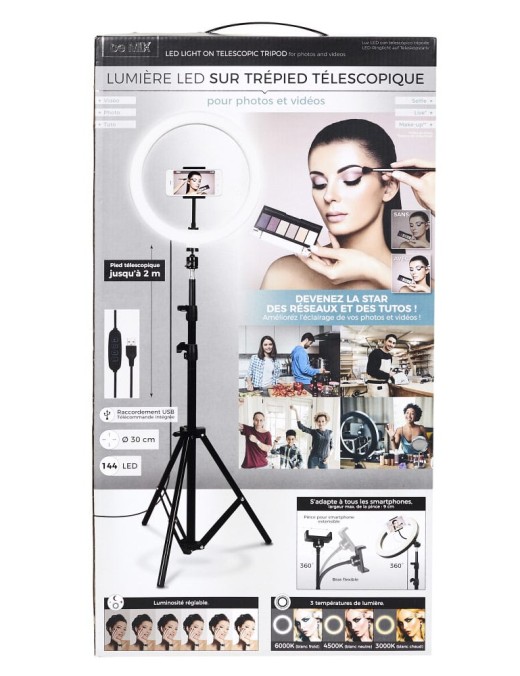 lumiere led trepied smartphone photo video xxl