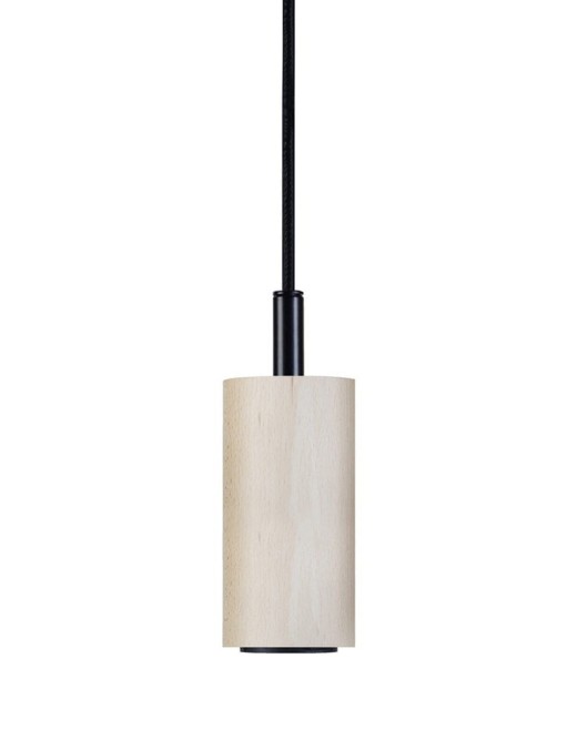 pendel dai en textile blanc et bois naturel clair (e27 – 40w)