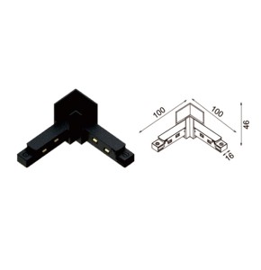 raccord l pour rail magnétic,noir