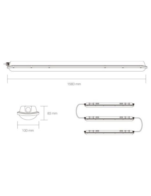 rampe led novolight porto 56w + det (6000k) 1500mm ip65