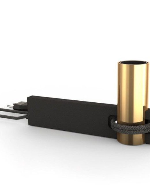 pied de lampe nerve en aluminium noir et métal laiton