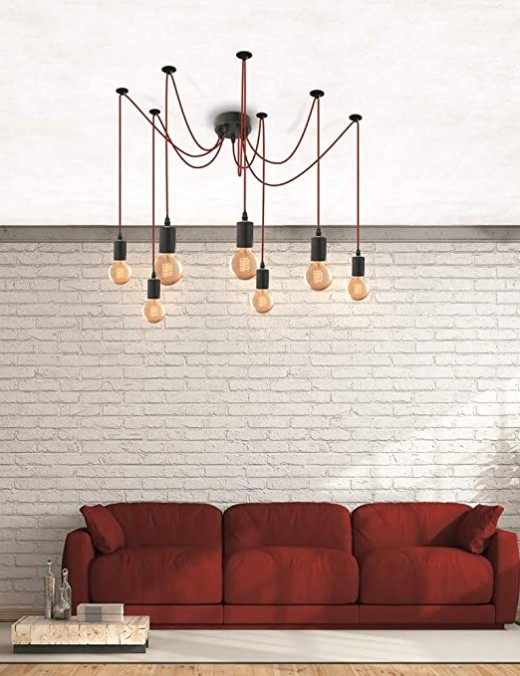 Suspension Araignée LA12093 7L Modulable Rouge