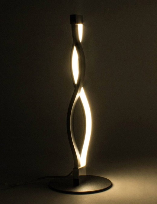 lampe à poser design led sahara en métal argenté