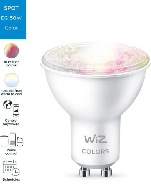 ampoule led wiz connecté wifi gu10 5w 345lm (rgb+cct)
