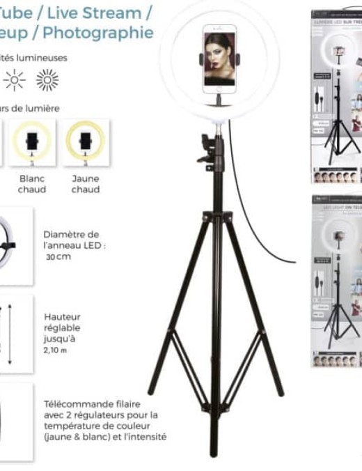 lumiere led trepied smartphone photo video xxl