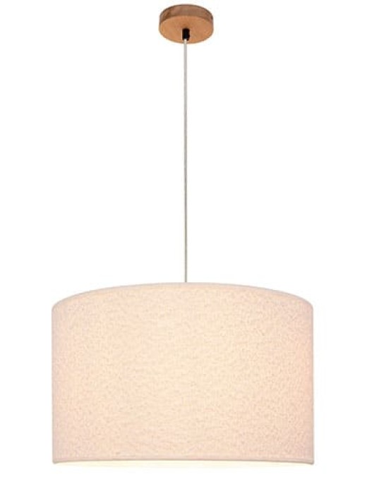 Suspension BOUCLE en Bois de Chêne et Tissu Blanc