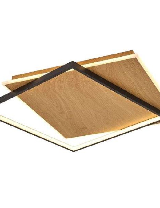 Plafonnier Laurie Grafic 38w dimmable 3000k 68cm, noir/bois