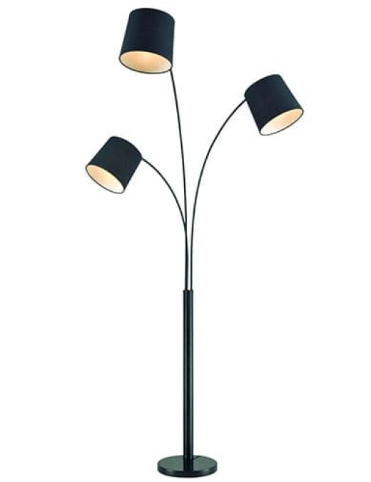 Lampadaire salon SAVIO noir en métal et tissu