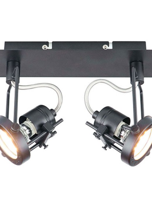 spots modernes orientables techno (2x3w) en métal noir mat