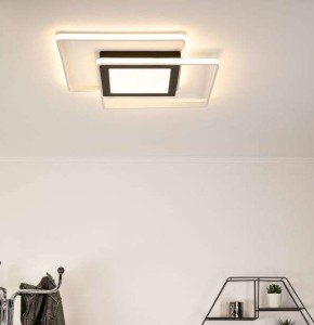 Plafonnier Keria Lines carré 40w (3000k) 44cm,noir/blanc