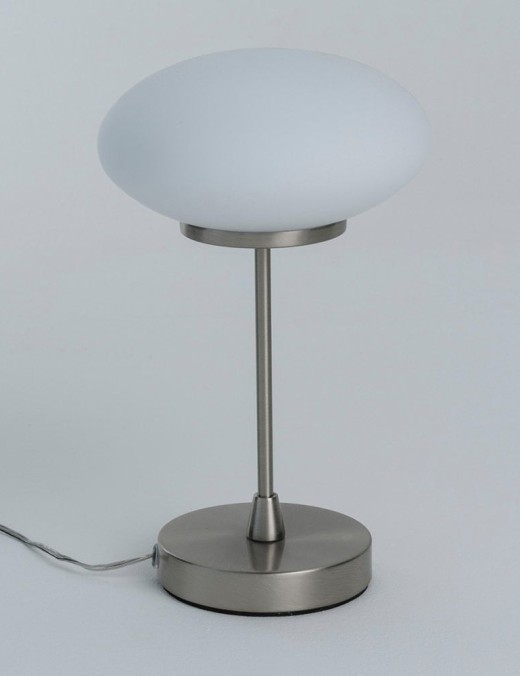 lampe à variateur tactile led jap blanche en nickel satiné