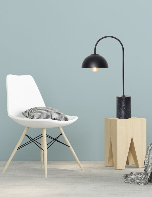 lampe à poser marble en métal noir et marbre