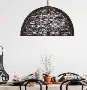 Suspension BALI (D80cm) noire en matière naturelle