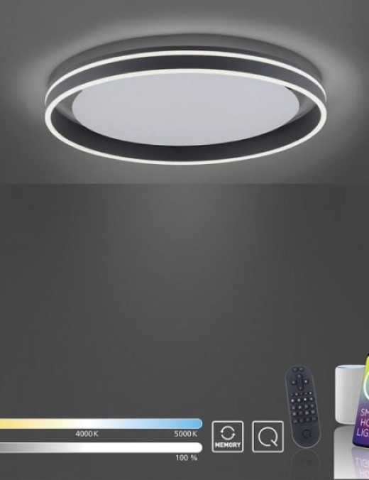 plafonnier paul neuhaus smart home q-vito 38w cct,anthracite