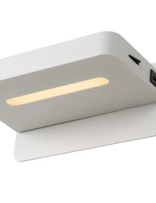 Applique led Lucide murale + USB Atkin 5w (2700k),blanc
