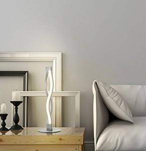 lampe à poser design led sahara en métal argenté