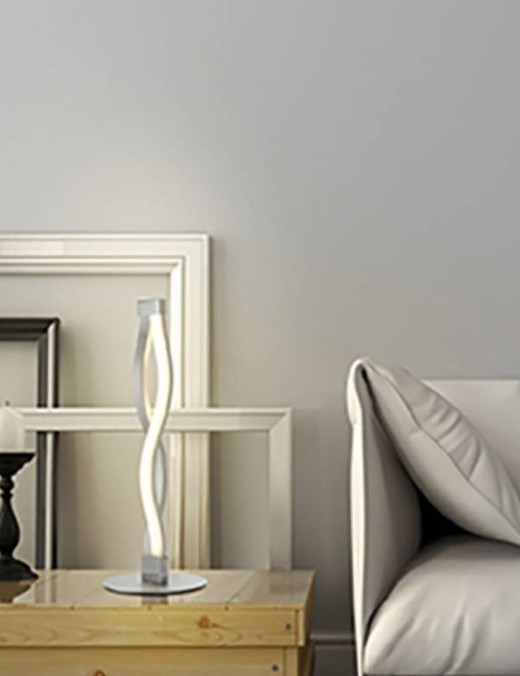 lampe à poser design led sahara en métal argenté