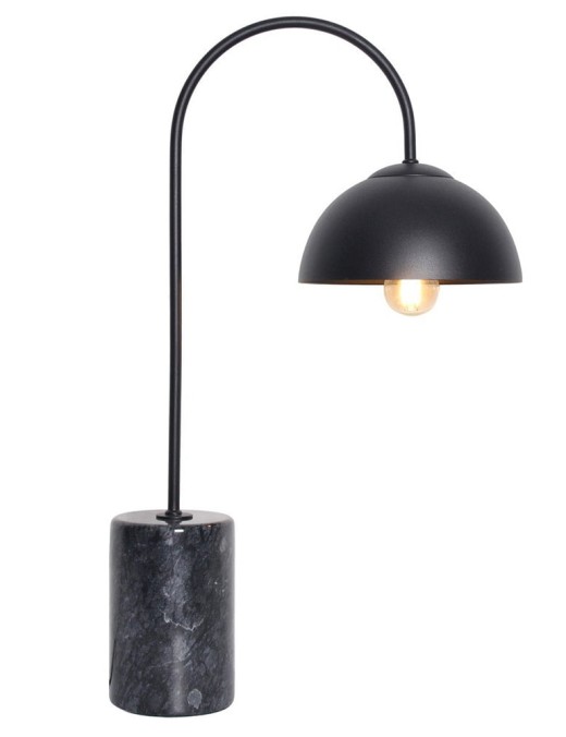 lampe à poser marble en métal noir et marbre