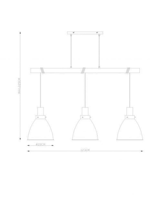 Suspension barre Keria Tanka 3xE27 123cm,noir/bois