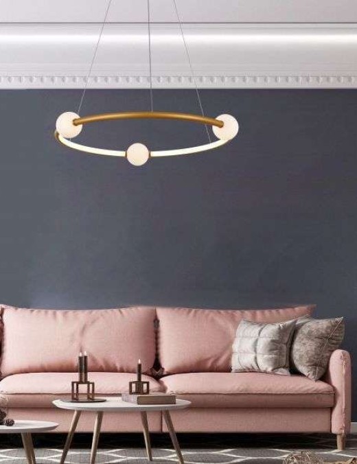 Suspension Keria Arty 36w (3000k) 64cm,rose/doré