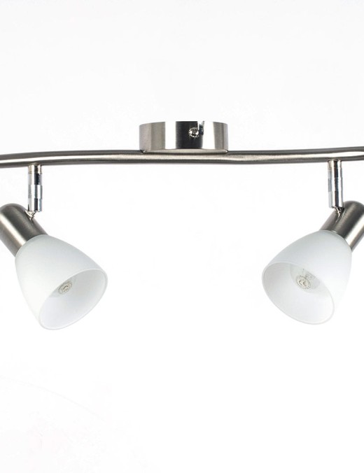 spot double bella en métal argenté et verre opale blanc