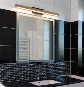 Applique murale LED AQUA VIVA en métal noir et bois naturel