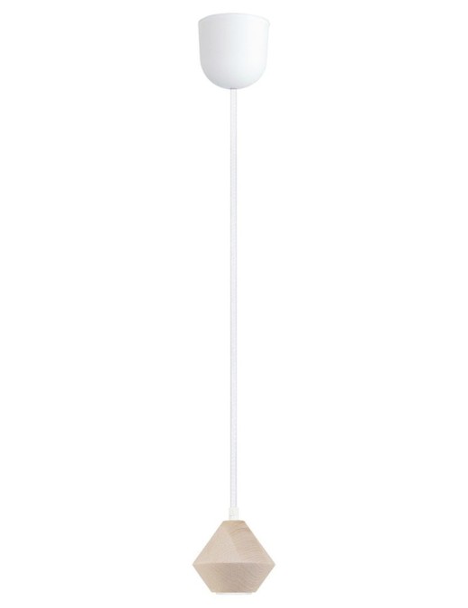 pendel dai en textile blanc et bois naturel clair (e27 – 40w)