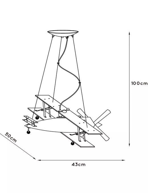 Suspension Lucide Focker 1xE27 L44 W50 H80cm,gris