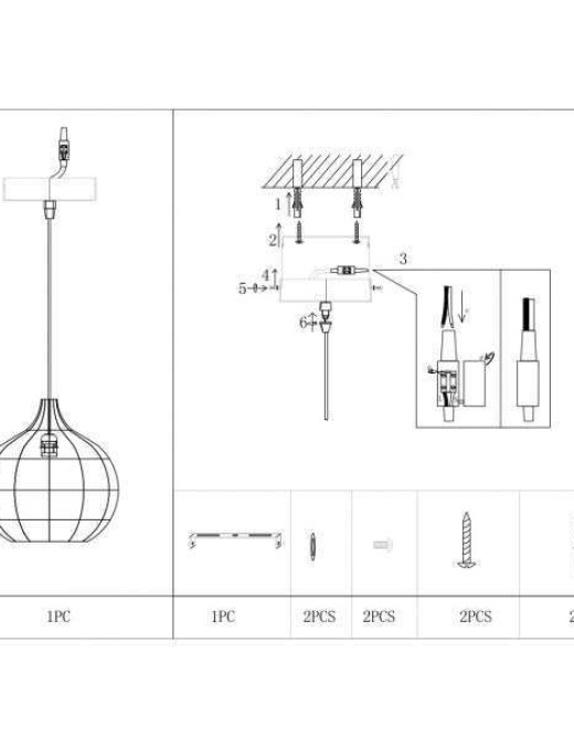 Suspension Keria Fuga 1xE27 36cm,naturel