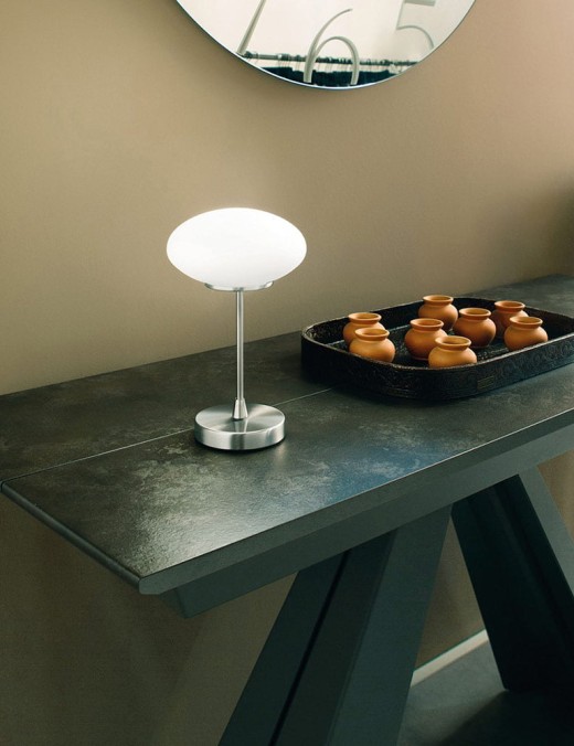 lampe à variateur tactile led jap blanche en nickel satiné
