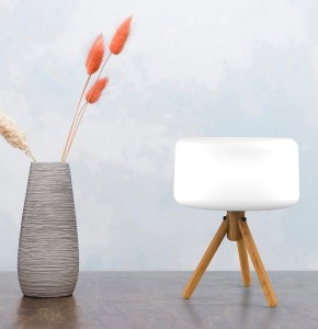 lampe moderne extérieur led chloe en bois et pvc blanc