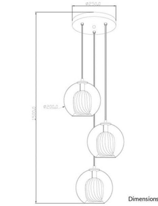 suspension cascade daio en métal couleur laiton antique et verre transparent