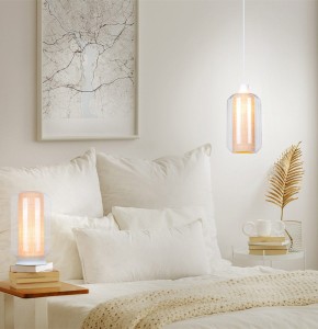lampe à poser raf (h35cm) en verre, raphia naturel et métal blanc
