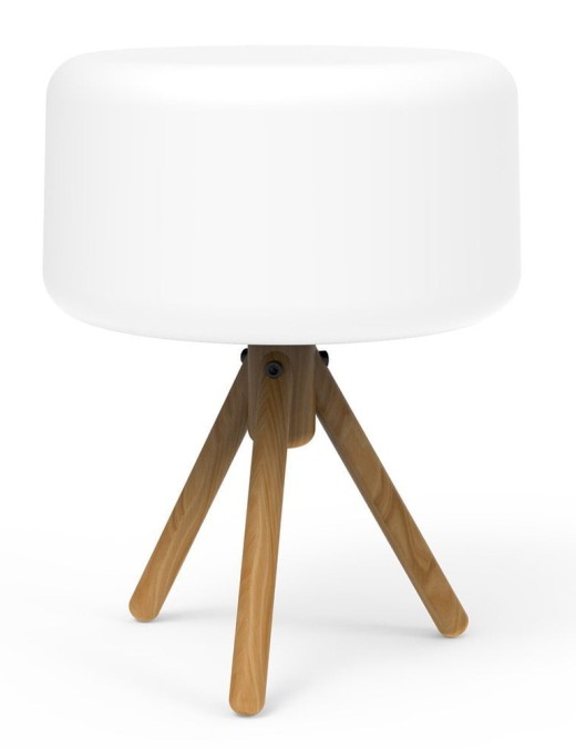 lampe moderne extérieur led chloe en bois et pvc blanc