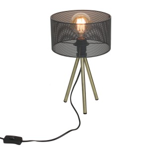 lampe à poser trépied gris perforé m4