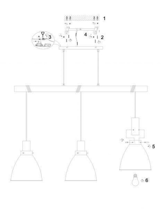 Suspension barre Keria Tanka 3xE27 123cm,noir/bois