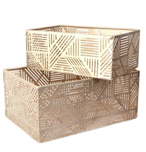 panier métal ajouré doré rayure x2 m6