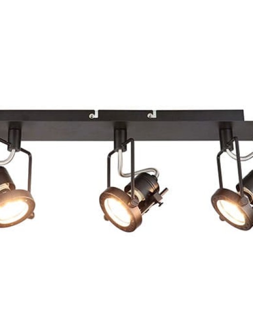 Spots modernes orientables TECHNO (3x3W) en métal noir mat