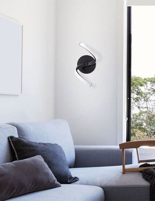 Applique murale design LED WONDERFUL en métal noir mat