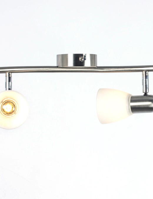 spot double bella en métal argenté et verre opale blanc