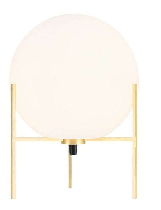 lampe de table alton en métal effet laiton et verre blanc