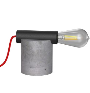 pied de lampe modern en béton gris et métal noir