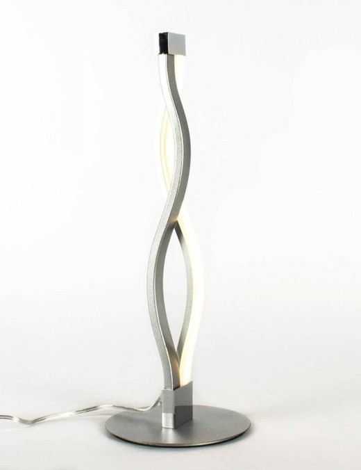 lampe à poser design led sahara en métal argenté