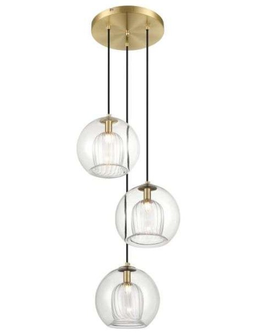 suspension cascade daio en métal couleur laiton antique et verre transparent